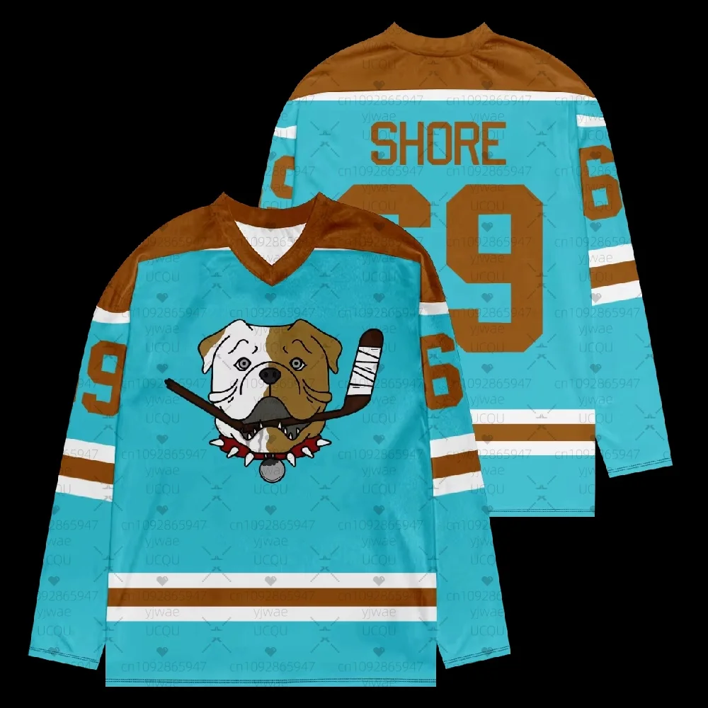 2025 Men Shoresy Shore 69 Sudbury Blueberry Bulldogs Hockey Jersey V-Neck T-Shirts Unisex Fashion Casual HipHop Streetwear Tee