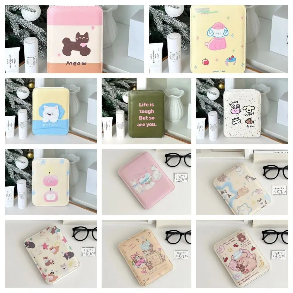 Schönheit Pu Leder Desktop Stand Spiegel Cartoon Welpen Blume Falten Make-Up Spiegel Zarte Falten Eitelkeit Spiegel Unisex