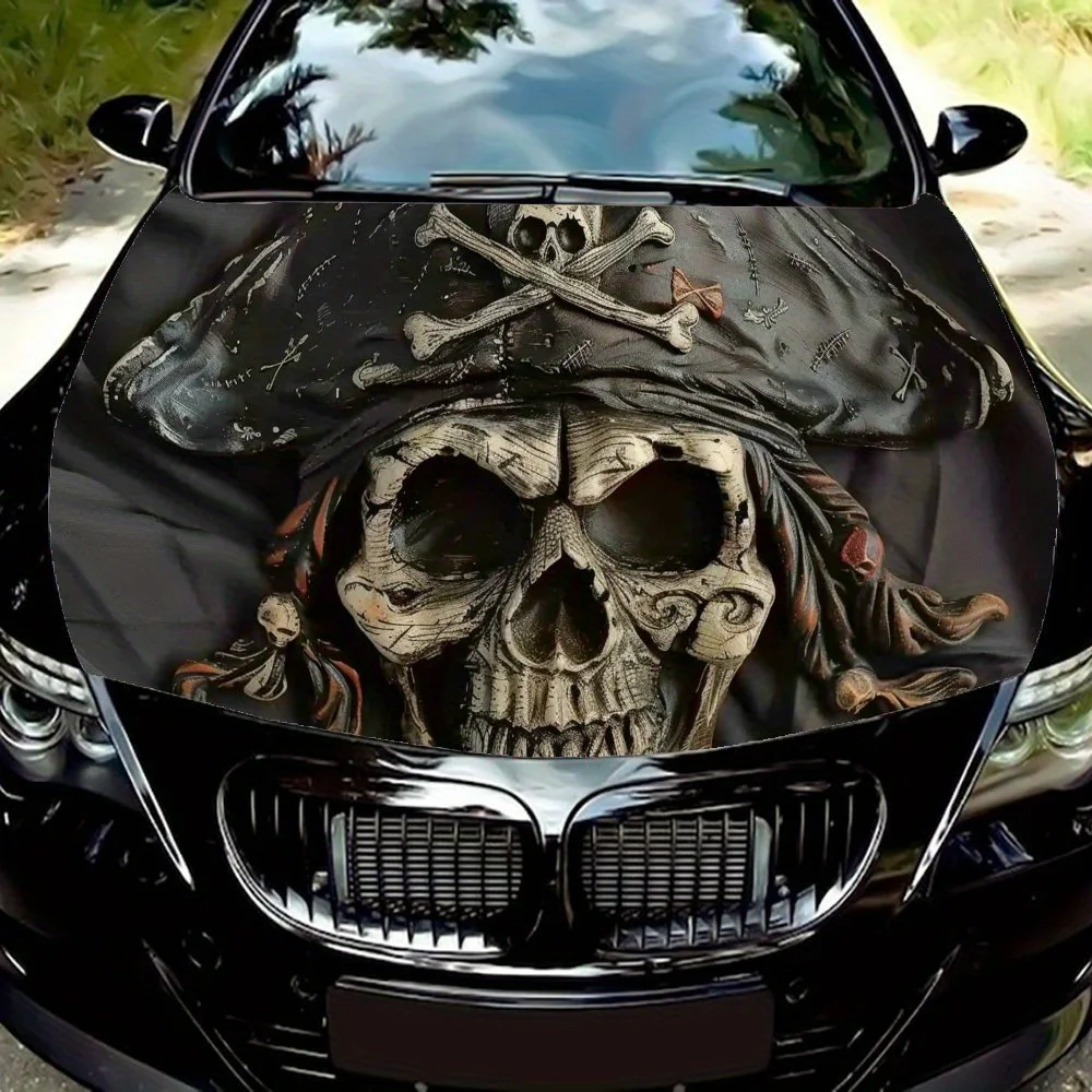 

Mysterious Pirate Skull Car Cover Coating, PVC Waterproof Car Cover Sticker, Self-adhesive Scratch Resistant Sticker, Used for E