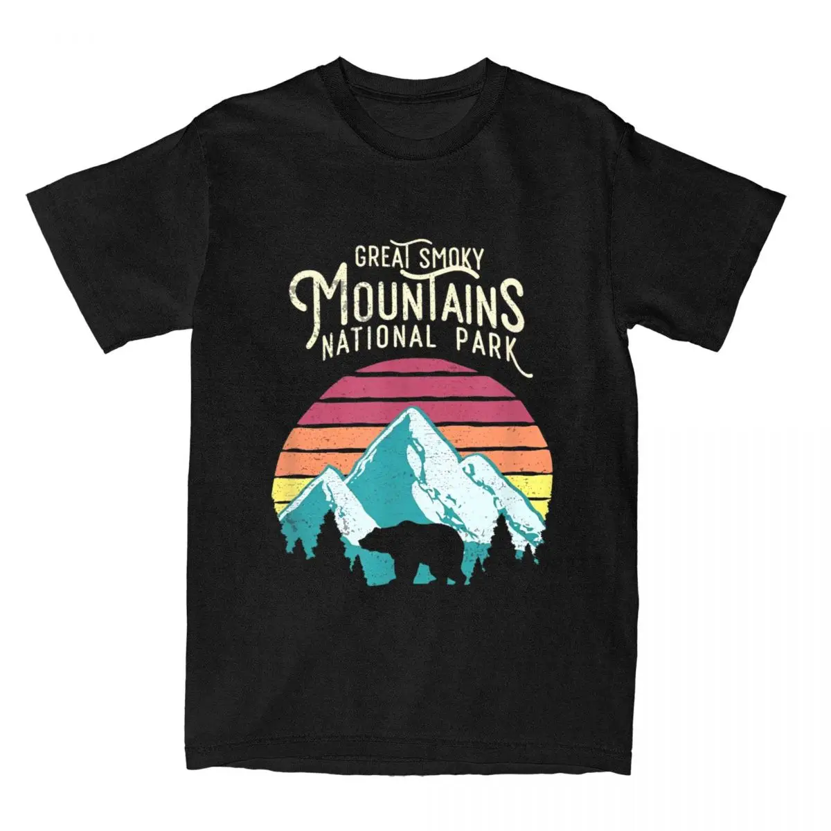 Vintage Great Smoky Mountains National Park Bear T-Shirts for Men Vintage Cotton Tees Smokie GSMNP T Shirt 4XL 5XL Clothing