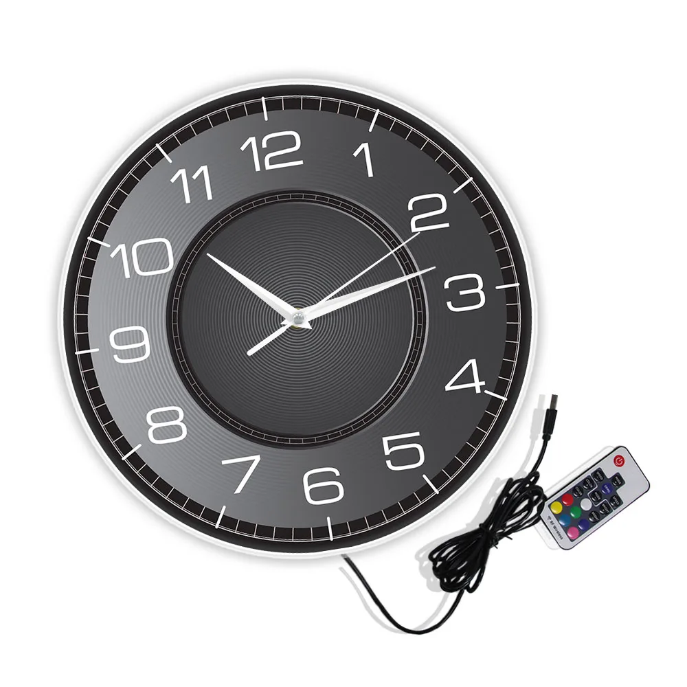 Big Numbers Easy To Read Black Luminous Wall Clock For Living Room Modern Design LED Glow In Dark Wall Clock Bedside Night Lamp