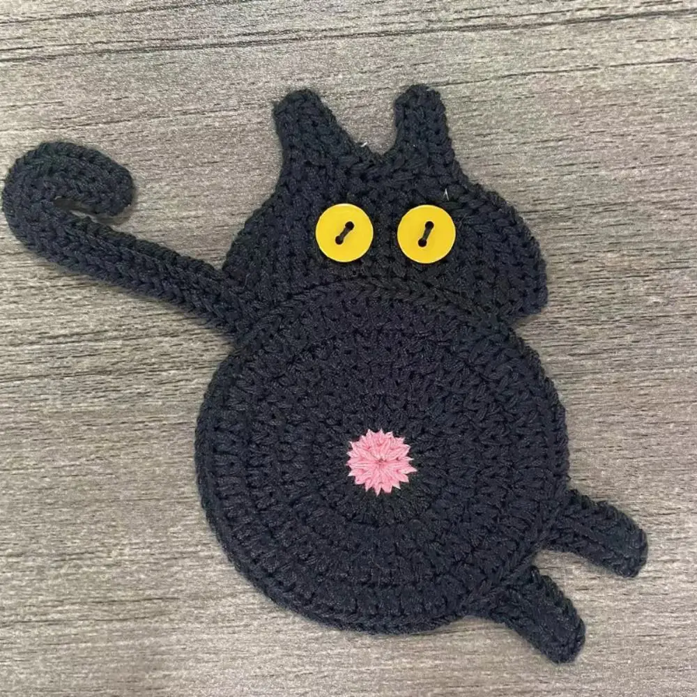 2Pcs Creative Funny Cat Butt Coaster Multipurpose Durable Anti-slip Cat Cup Mat Household Universal Coffee Cup Coaster Dinner