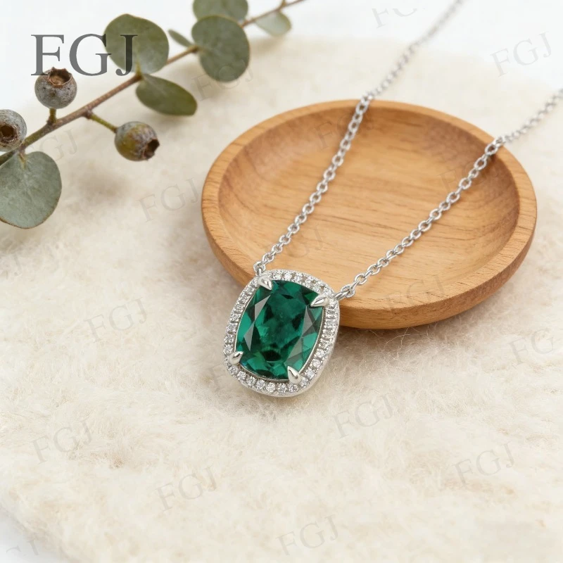 

2.5CT/3.5CT/4CT Pendant Necklace E-Cushion Ruby/Sapphire/Columbia VVS1 925 Sterling Silver For Ladies Jewelry Gifts Charms
