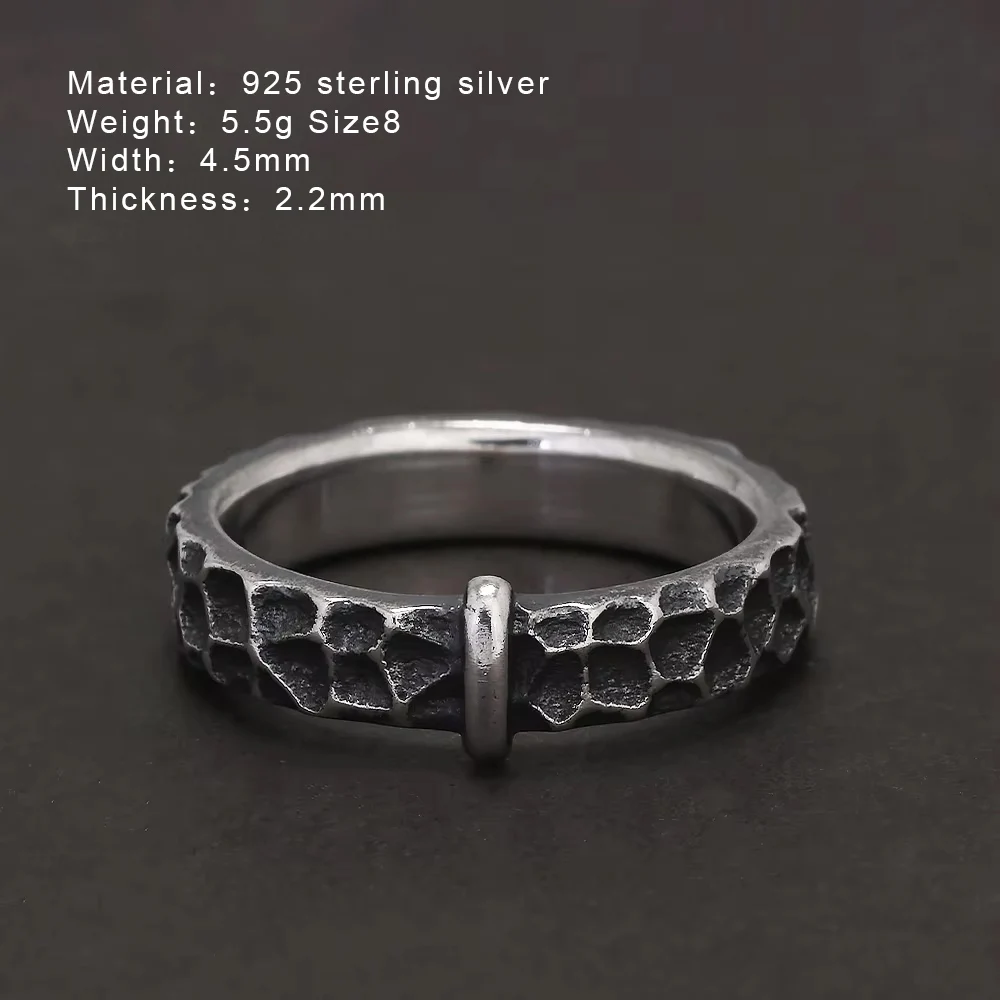 925 Sterling Silver Outlander Rings for Men Women Claire's Ring Retro Hammer Pattern Wedding Band Movie TV Show Jewelry Gift