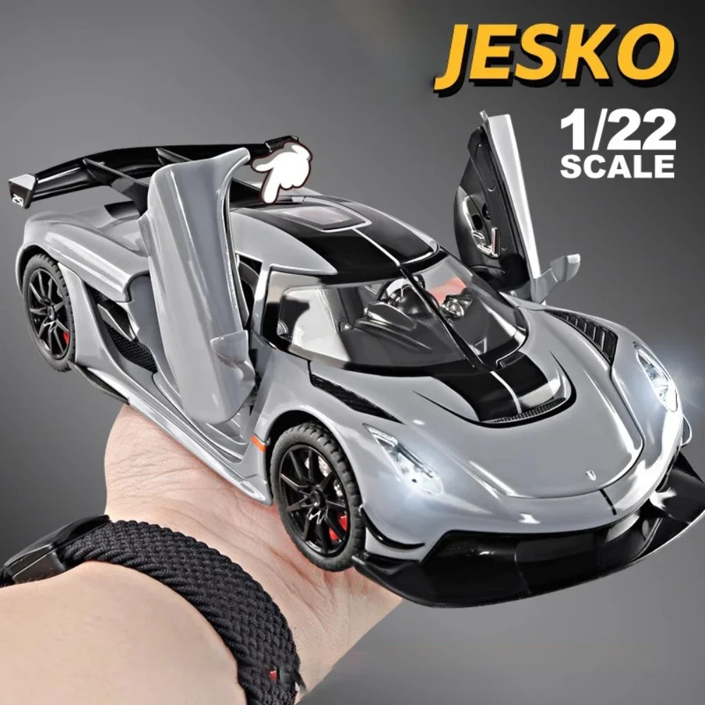 1:22 Scale Jesko Super Car Model Toys Metal Diecast Light Music Pull Back Sports Cars Models Collection Racing Vehicle Gift Boys