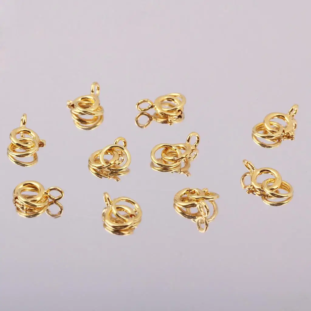 ジュエリー用金属製スプリングリングクラスプ、ゴールドメッキ仕上げ、スターリングシルバー製、ロブスタークラスプ、ブレスレットチェーンコネクター、リング用。 1