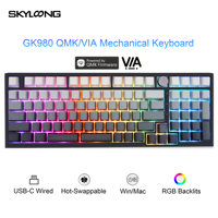 SKYLOONG GK980 QMK/VIA wired mechanical keyboard PBT transparent keycap hot-swappable silent switch RGB backlit gaming keyboard