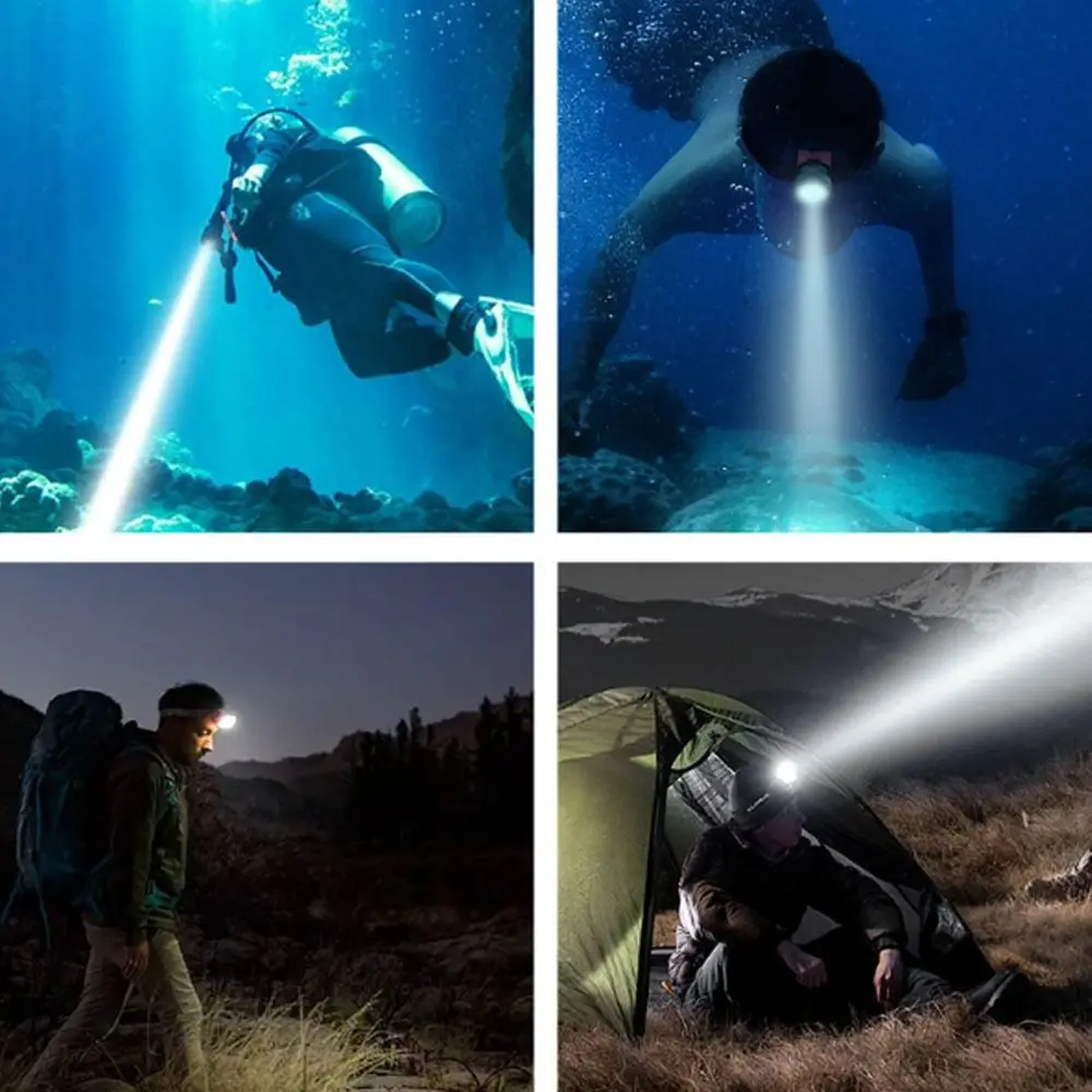 

Detachable Diving Headlamp Rechargeable Waterproof Underwater Headlight Long Lasting Upgrade and Highlight Torch Light