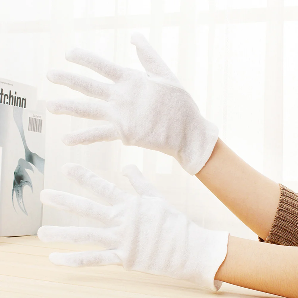 

12Pairs Cotton Protective Gloves Lightweight Work Gloves for Industrial Labor Gardening Jewelry Handling Fingerprints