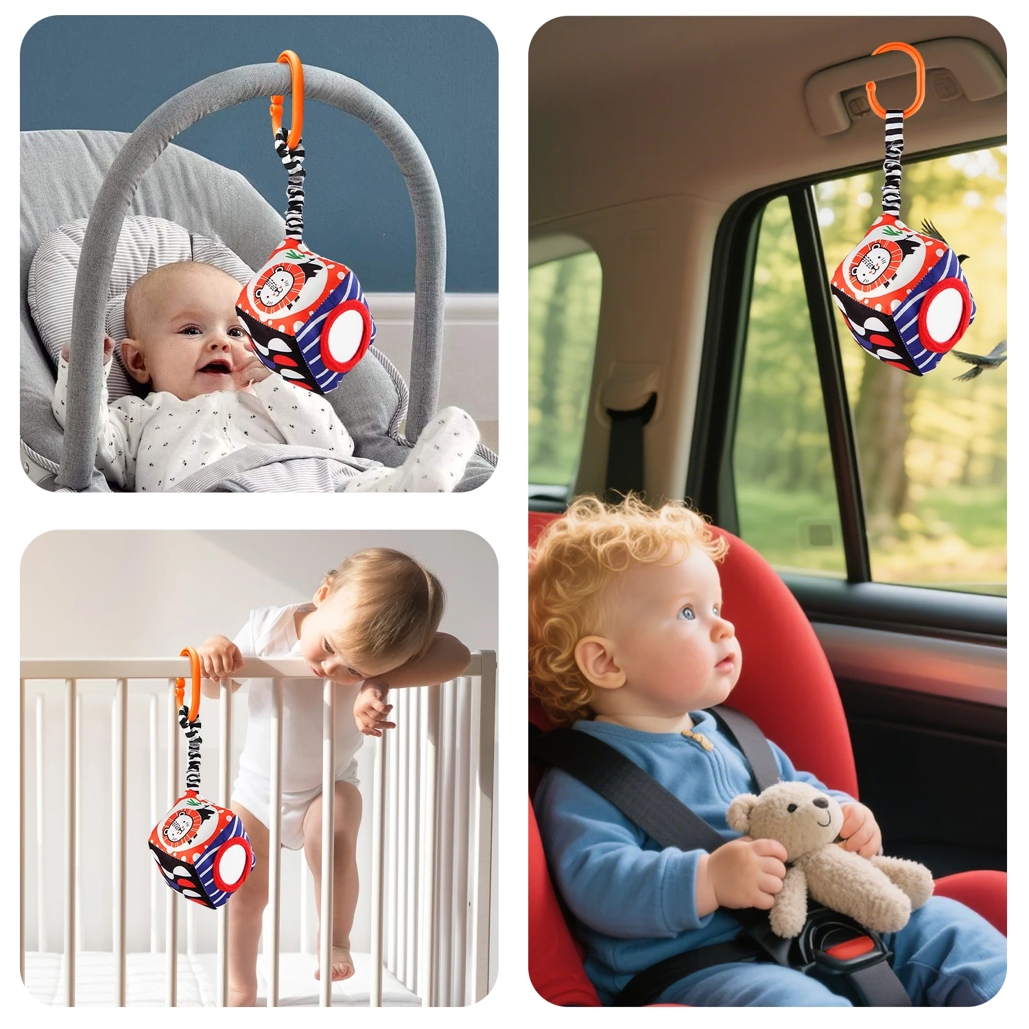 Bebê recém-nascido berço pendurado chocalho brinquedos preto & branco chocalho pendurado atividade carrinho de brinquedo para 0-12 meses aprendizagem educação brinquedo