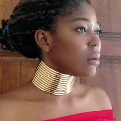 Vintage Statement Choker Necklace Sets Women African Jewelry Leather Collar Chunky Necklace Bracelets Set 2022 Adjustable