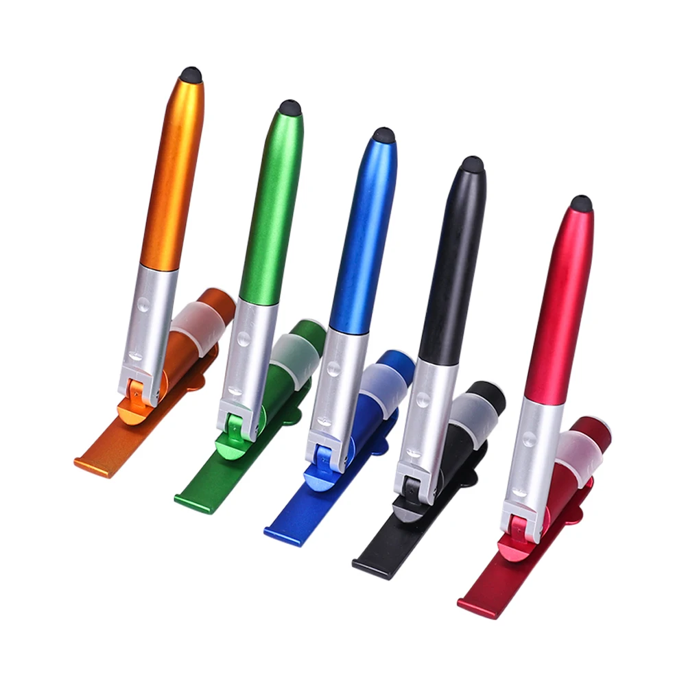 CCC 4-in-1 Folding Ballpoint Pen Screen Stylus Touch Pen Universal Mini Capacitive Pen with LED For Tablet Cellphone