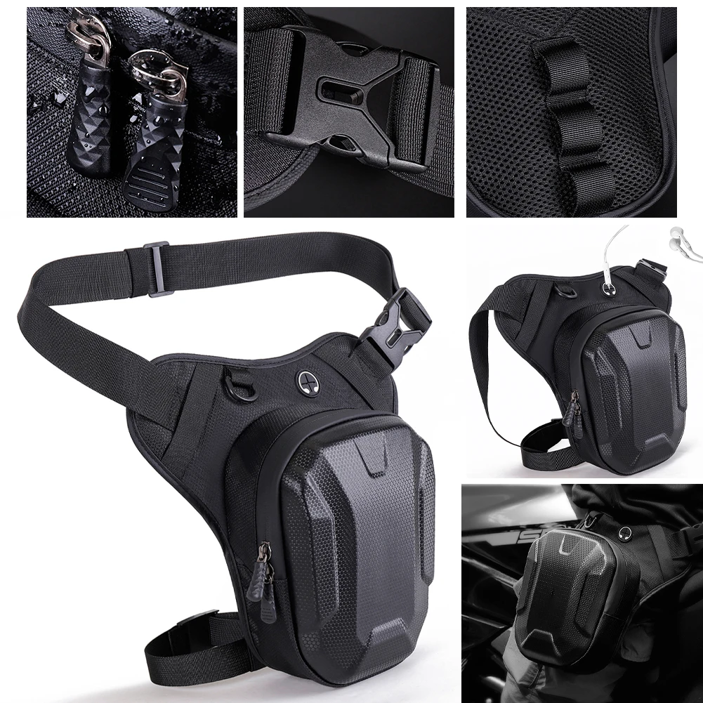 

Мотоциклетная поясная сумка Водонепроницаемая боковая сумка для ног мотоцикла с несколькими карманами Сумка для ног с откидной спинкой для езды на велосипеде, пешего туризма, кемпинга
