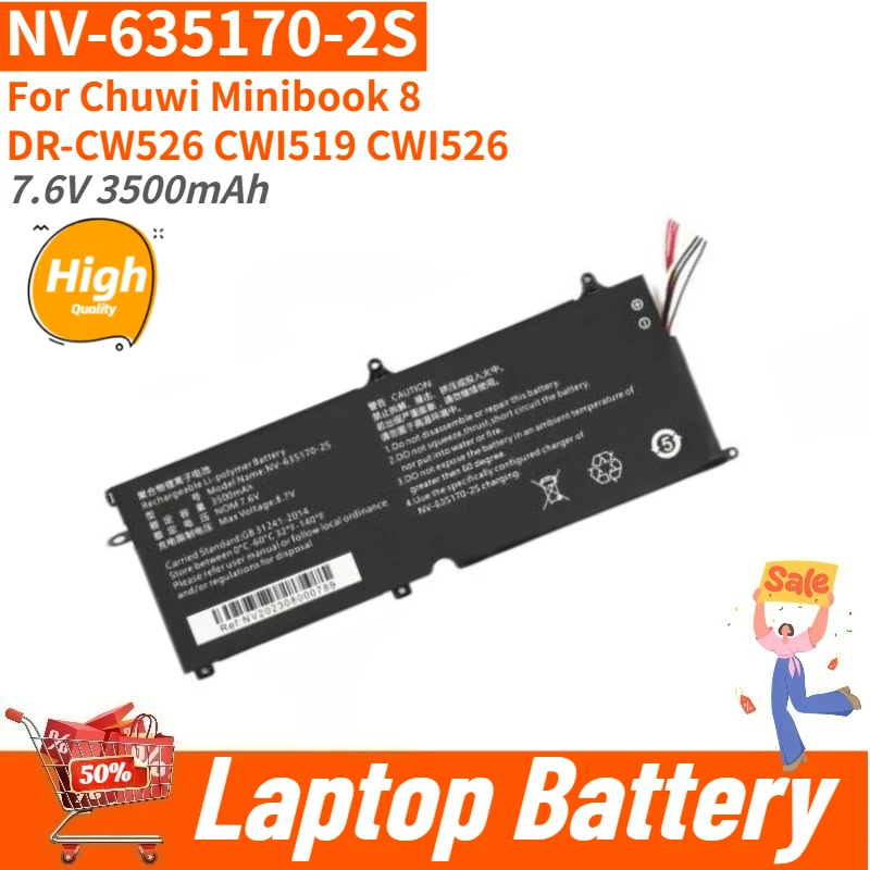 NV-635170-2S High Quality Laptop Battery 7.6V 3500mAh For Chuwi Minibook 8 DR-CW526 CWI519 CWI526 Brand New Replacement Battery