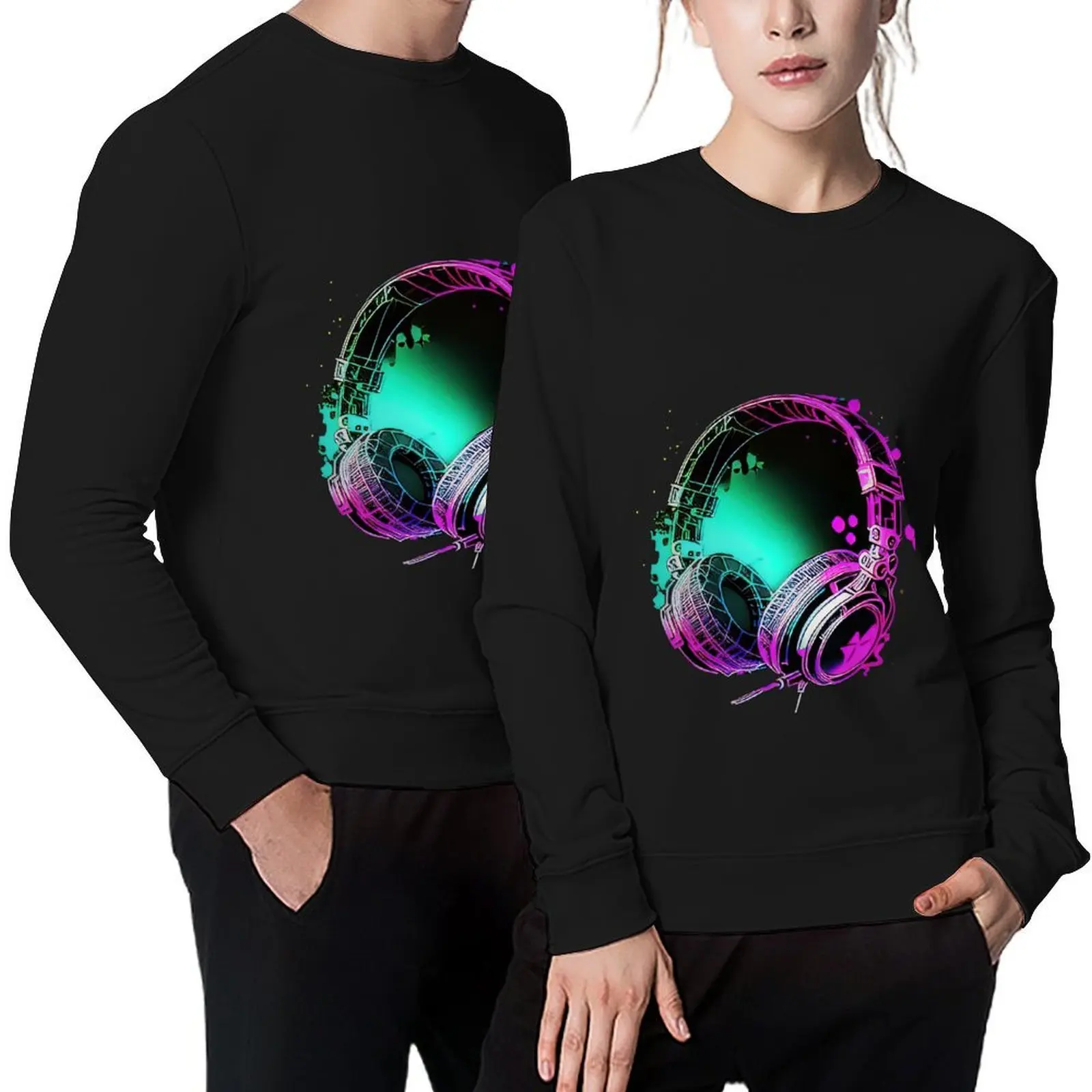 

Neon DJ Headphones - Rainbow Rave Graffiti Art Pullover anime clothes korean clothes mens clothing sweatshirt men