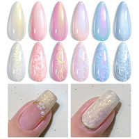 BORN PRETTY Pearl Gel Nail Polish Set Glitter Silk 6 Colors Pastel Pink Colors Shining Shell Swirl Thread Effect Soak Off UV LED