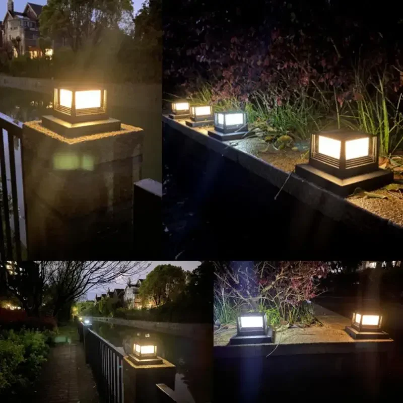 

Solar Light Outdoor Waterproof Post Villa Column Lamp Fence Gate Pillar Head LED For House Patio Garden