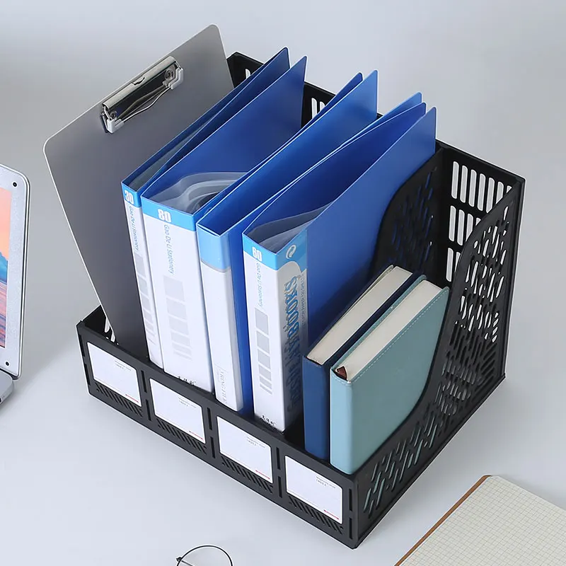 1 pcs, thickened, quadruple file bar, desktop file shelving, storage box, pen holder frame, file box, office supplies