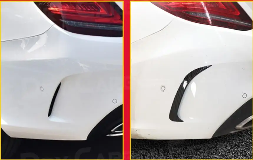 Gloss Black Rear Bumper Fins Side Fender Canard Splitter for Benz C Class W205 C180 C200 C300 C63 AMG Coupe/Sedan 2015-2021