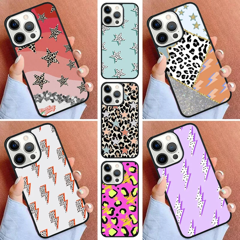 Pink Blue leopard Dalmatian Spots stars Phone Case For iPhone 15 14 Pro 11 13 12 Mini X XR XS Max SE 2020 6S 7 8 Plus Cover Capa