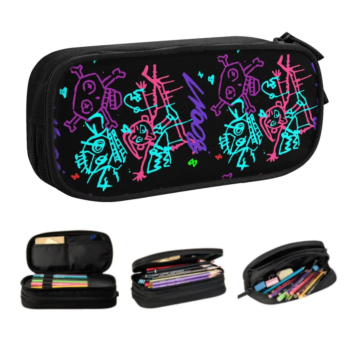 Custom Jinx Monkey Graffiti Korean Pencil CasesLarge Storage League Battle Game Legends Arcane Pencil Bag  Students Stationery