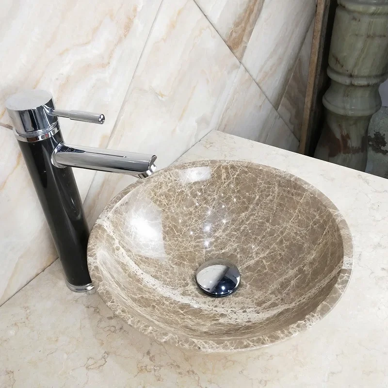 35 points diameter marble, pocket countertop basin, Chinese bathroom stone round basin