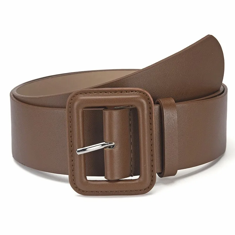 Modischer Vintage Damen-Breitgürtel mit Quadratschnalle, Dekorativer Gürtel in Bonbonfarben, Lässiges Accessoire für Hosen und Jeans – Detail 2