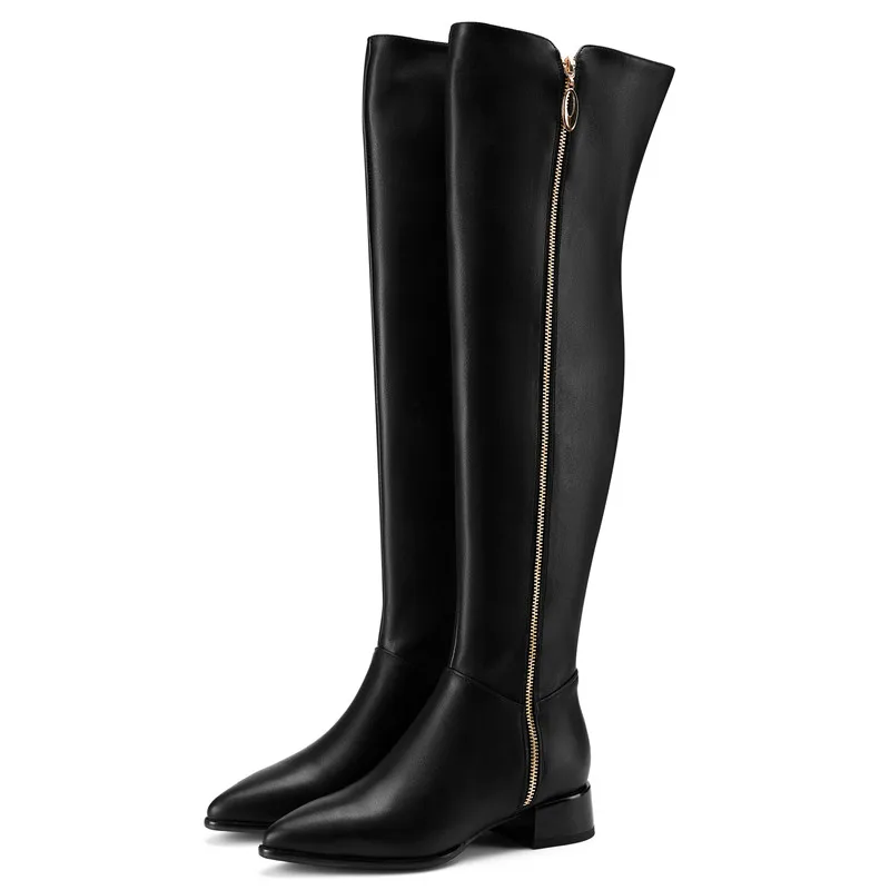 Fashion Casual European American Women\'s Over Knee Long Boots Pointed Sexy Elegant Genuine Leather Knight Boots Envío Gratis