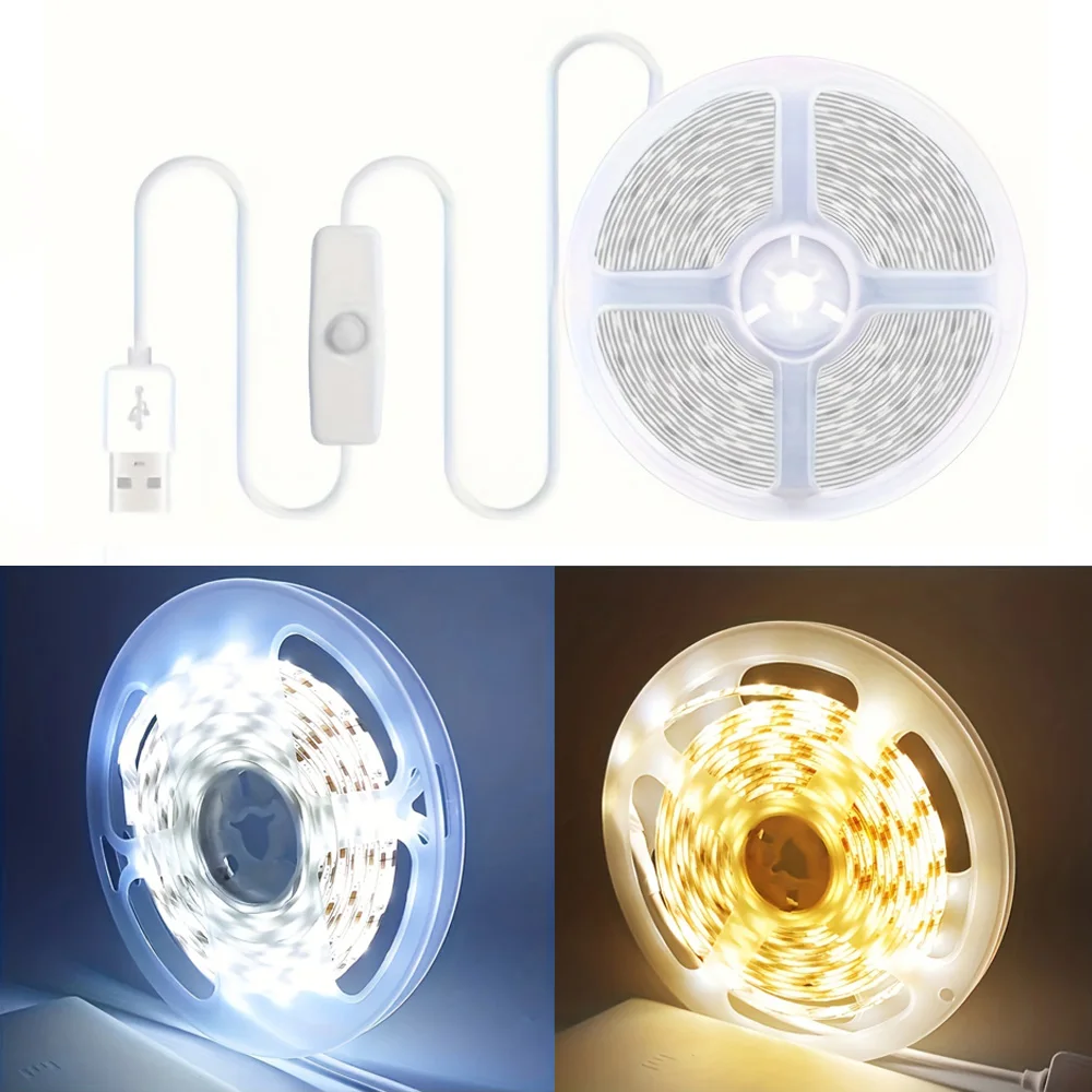 5 V 2835 LED-stripverlichting USB snijdbare zelfklevende lichtstrip, wit / warm wit voor tv-achtergrondverlichting en thuiskast DIY-decorverlichting