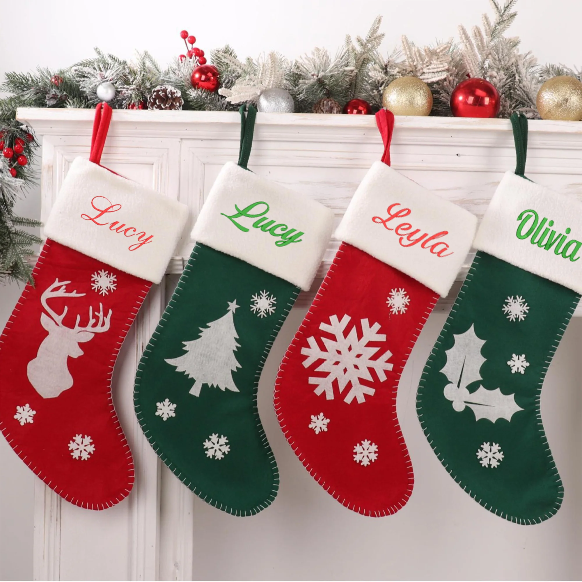 

Personalized 2025 Christmas Socks Gift Bag Christmas Decoration Pet Christmas Gift Children's Christmas Tree Pendant Accessories