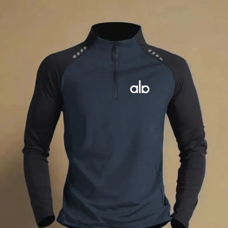 Men's Outdoor Sports Quick Dry Zipper Thin Sweat Wicking Cycling T-Shirt Fitness Athletics Spring Autumn Long Sleeve Top