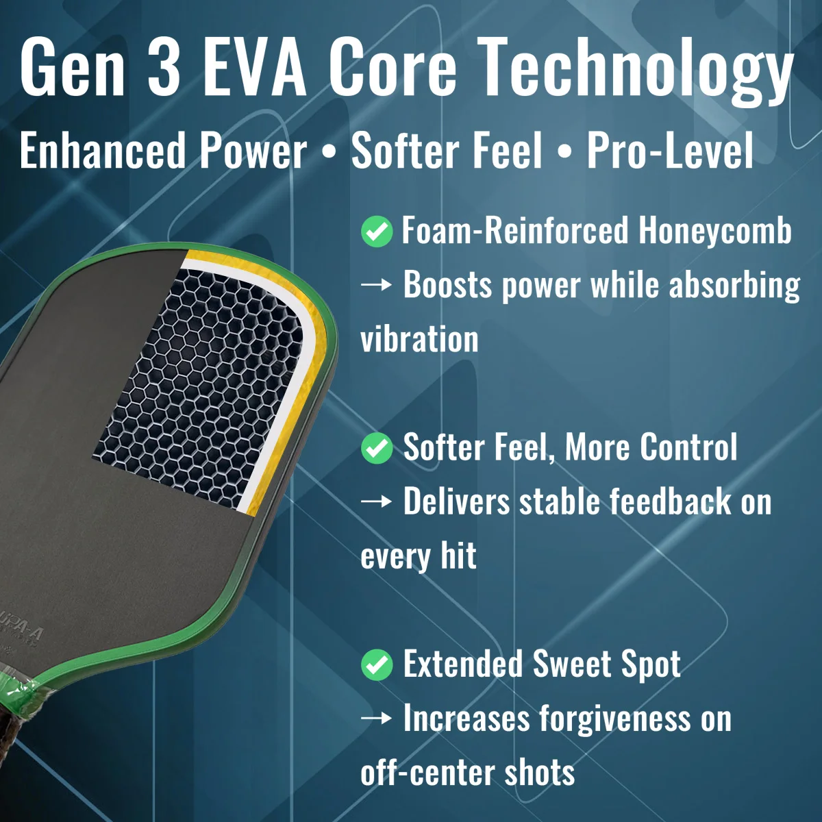 Pickleball Paddle Hyperion 3S 16MM، Pickleball Paddle Honeycomb Core، Pickleball Paddle Carbon Fiber، Pickleball Racket