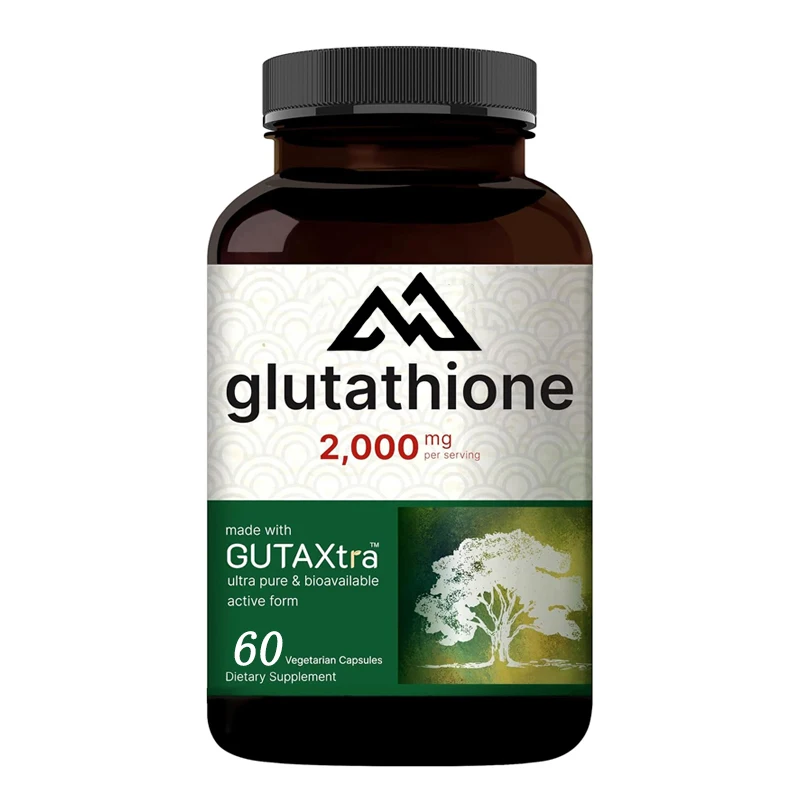 Glutathione supplement 2000mg per serving, 60 vegetarian capsules, main antioxidant - vegetarian friendly, non GMO