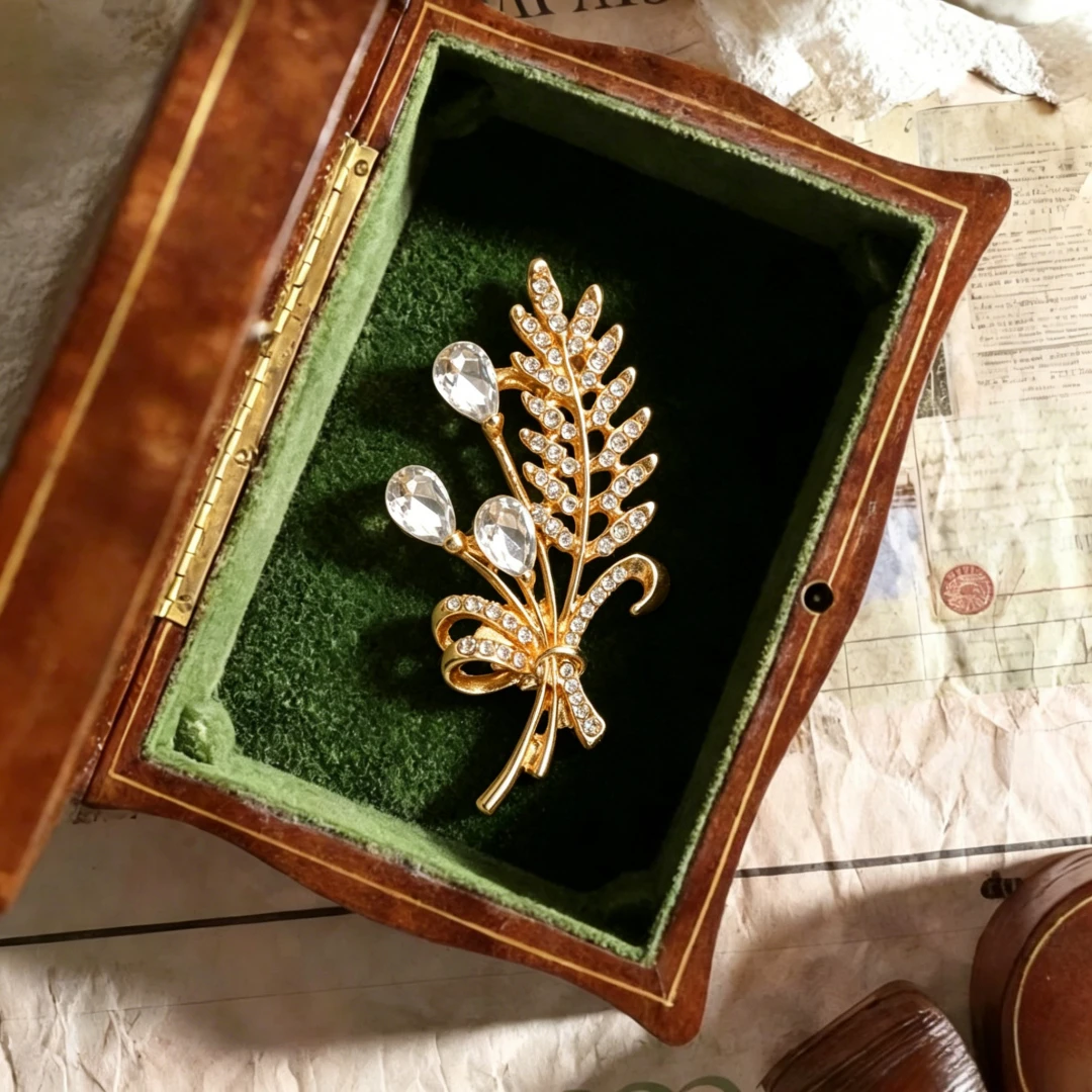 Baroque Luxury Wheat Ear Design Brooch for Men and Women, Jewelry and Accessories, Surprise Gifts for Weddings, Holidays,Parties