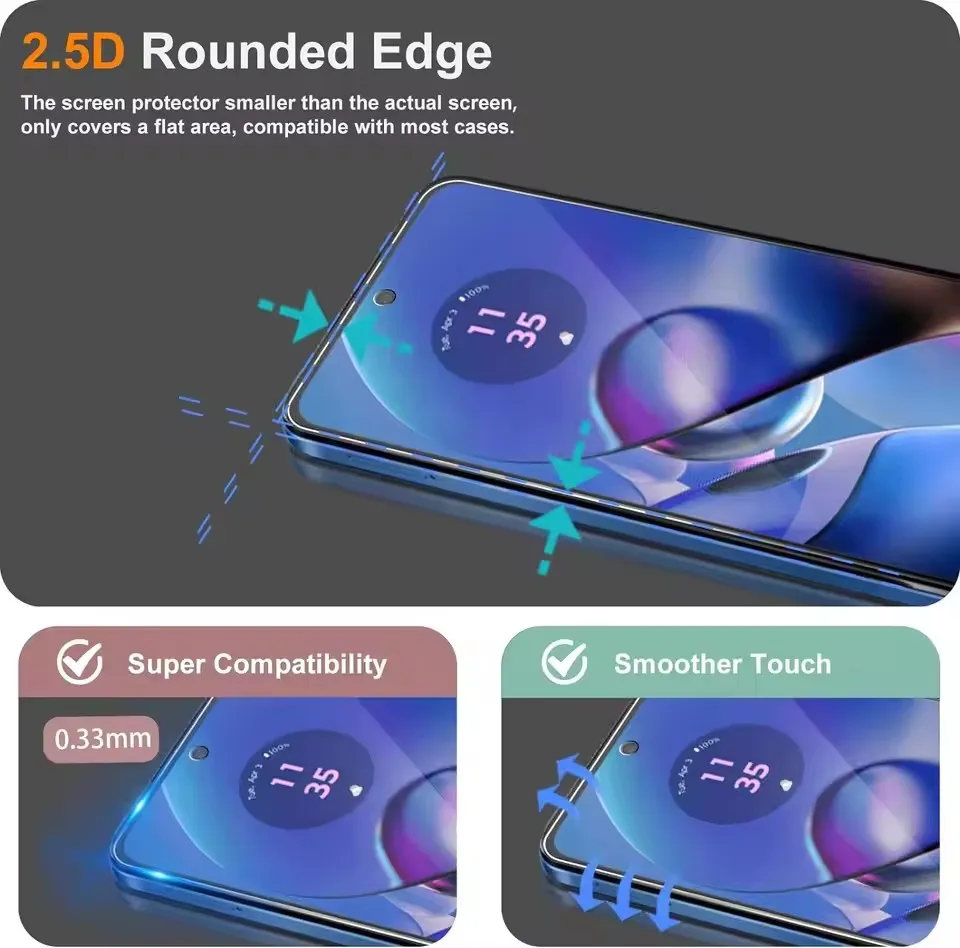 3 Stück HD-Displayschutzfolie aus gehärtetem Glas für Motorola Moto G71 5G G31 G22 G32 G41 G51 G71 G53 G73 G42 G52 G72 G13 G23 – Detail 2