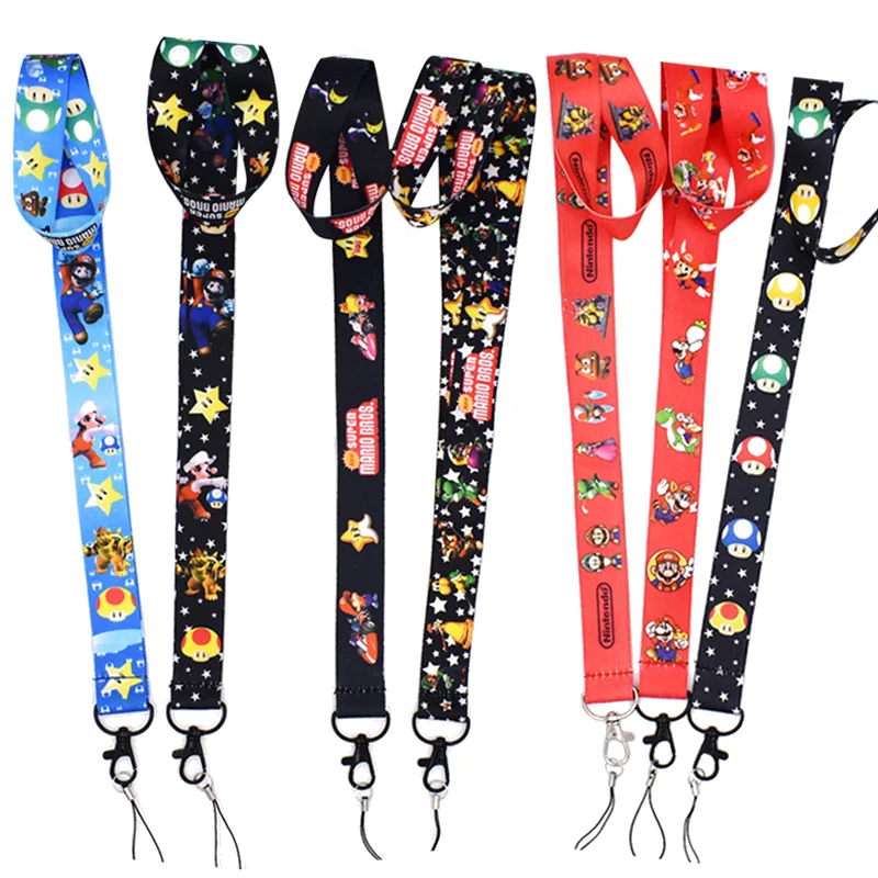 Super Mario Cartoon 7 Style Lanyard Children's Mario Print Mobile Phone Badge Camera Hanging Animation Peripheral Toys Gifts