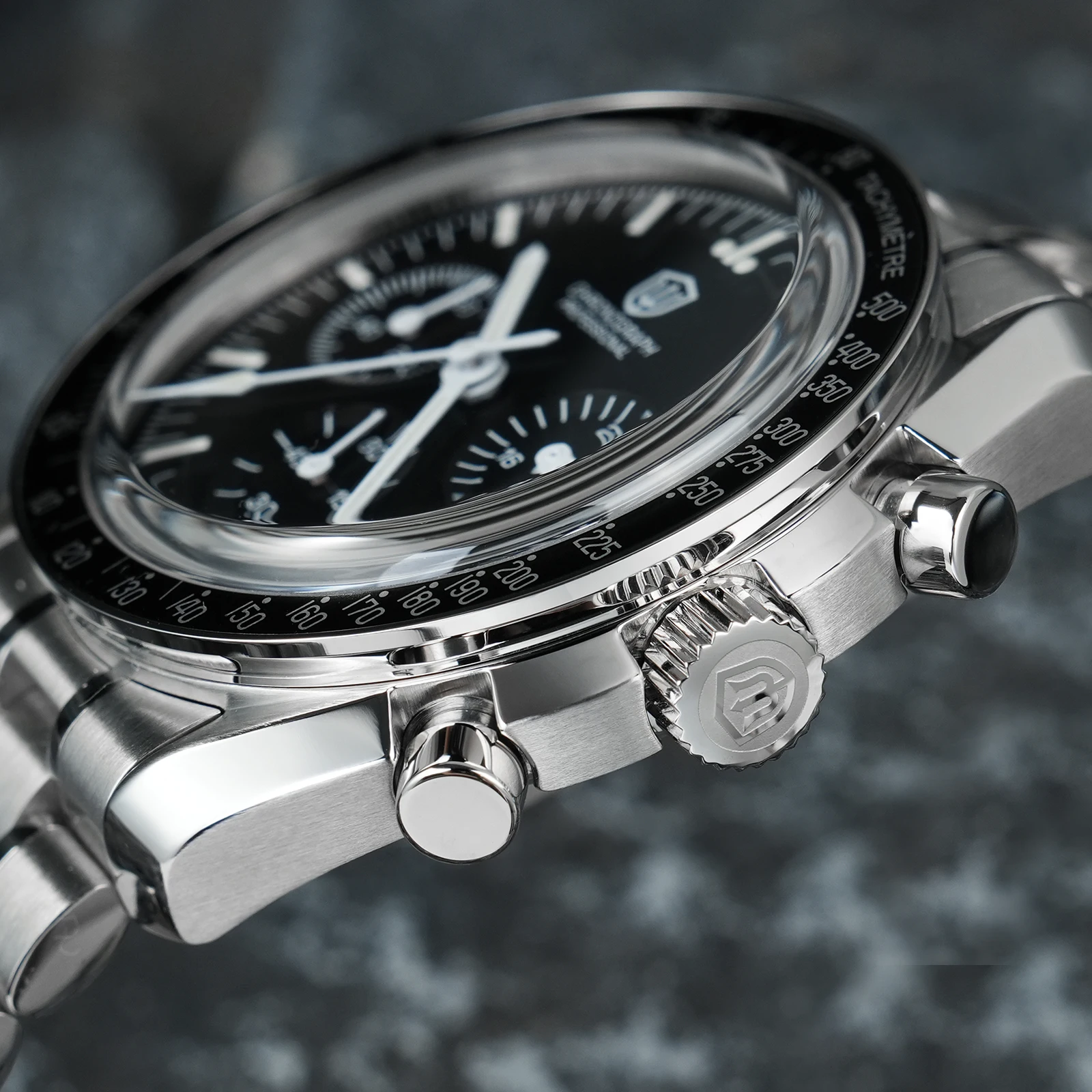 Watchdives WD1863 ساعات كوارتز ميكانيكية مساحات سوداء VK63 كرونوغراف ساعات رياضية رجل فقاعة الياقوت ساعة مقاومة للماء