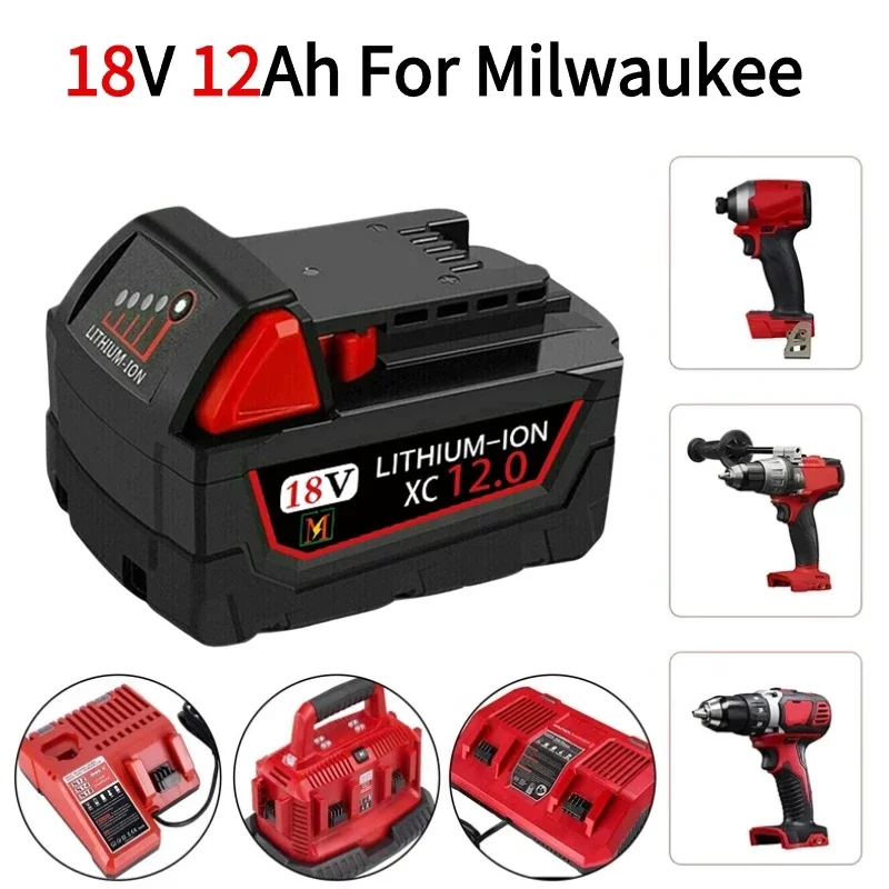 

18V 12.0Ah Lithium Battery for Milwaukee M18 XC 48-11-1850 48-11-1840 48-11-1820 48-11-1860