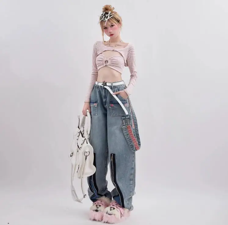 Women Jeans Star Vintage Y2k 90s Aesthetic Oversize Denim Trousers 2000s Harajuku High Waist Baggy Cowboy Pants Hip Hop Clothes