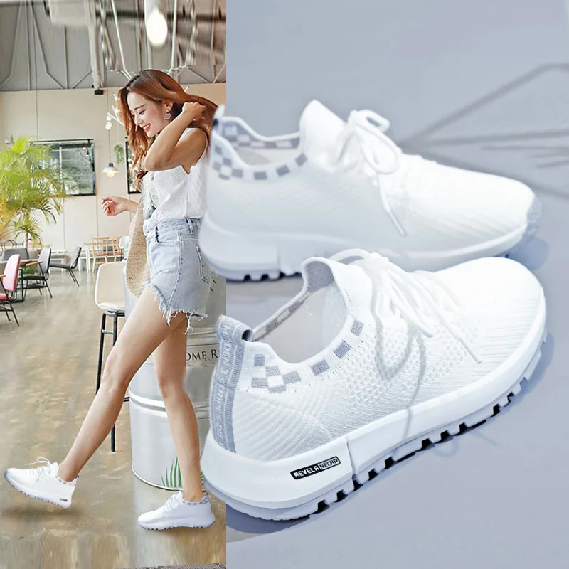 Women Vulcanized Shoes 2022 Fashion Breathable Mesh Sneakers White Running Sports Shoes Female Flats Non-slip Walking Footwear