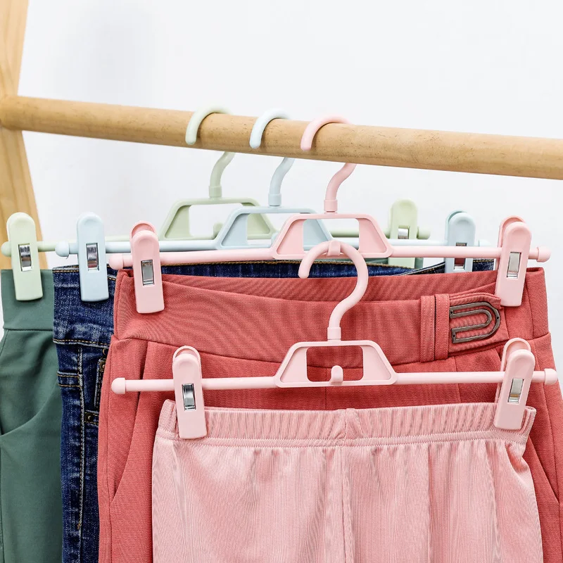 5pcs Household Adjustable Seamless Pants Rack Balcony Drying Clip Wardrobe Pants Storage Clip To Prevent Pants Wrinkles