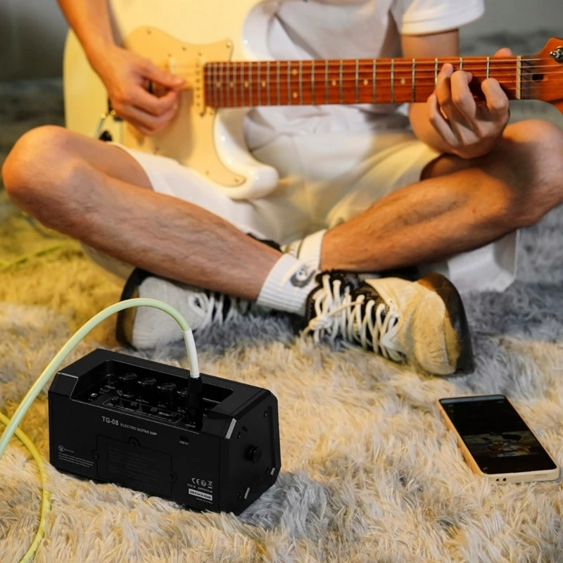 

Electric Guitar Speaker Bluetooth-Compatible Rechargeable Battery 10W Sound Output 5 Sound Effects Built in Drum Machine 24BD