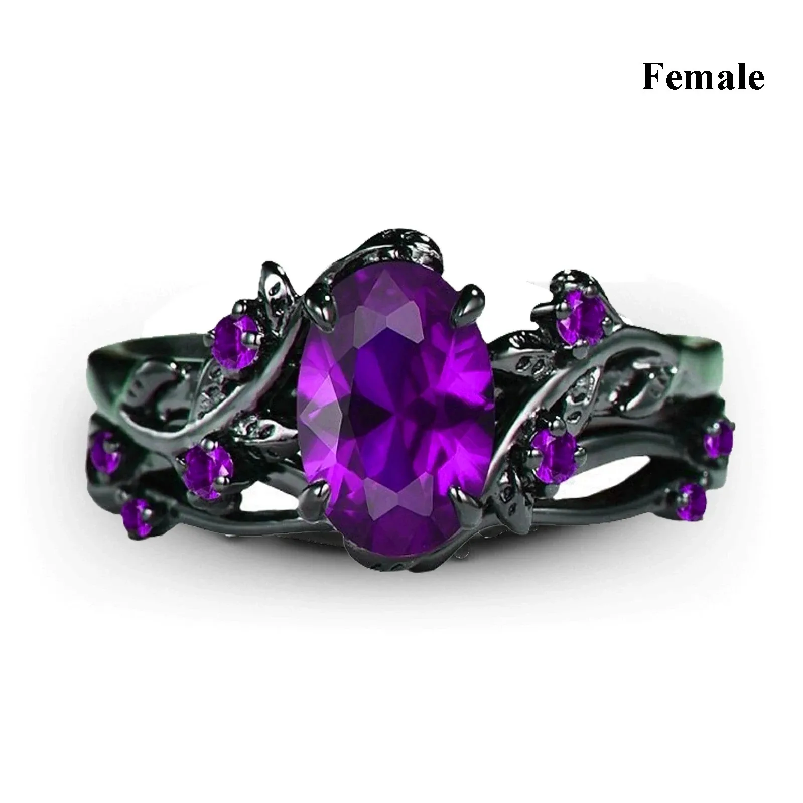 Charmante Paarringe Romantische Damenringe mit Lila Strass CZ-Steinen Trendige Herrenringe aus Edelstahl mit Keltischem Drachenmotiv Hochzeitsschmuck – Detail 5