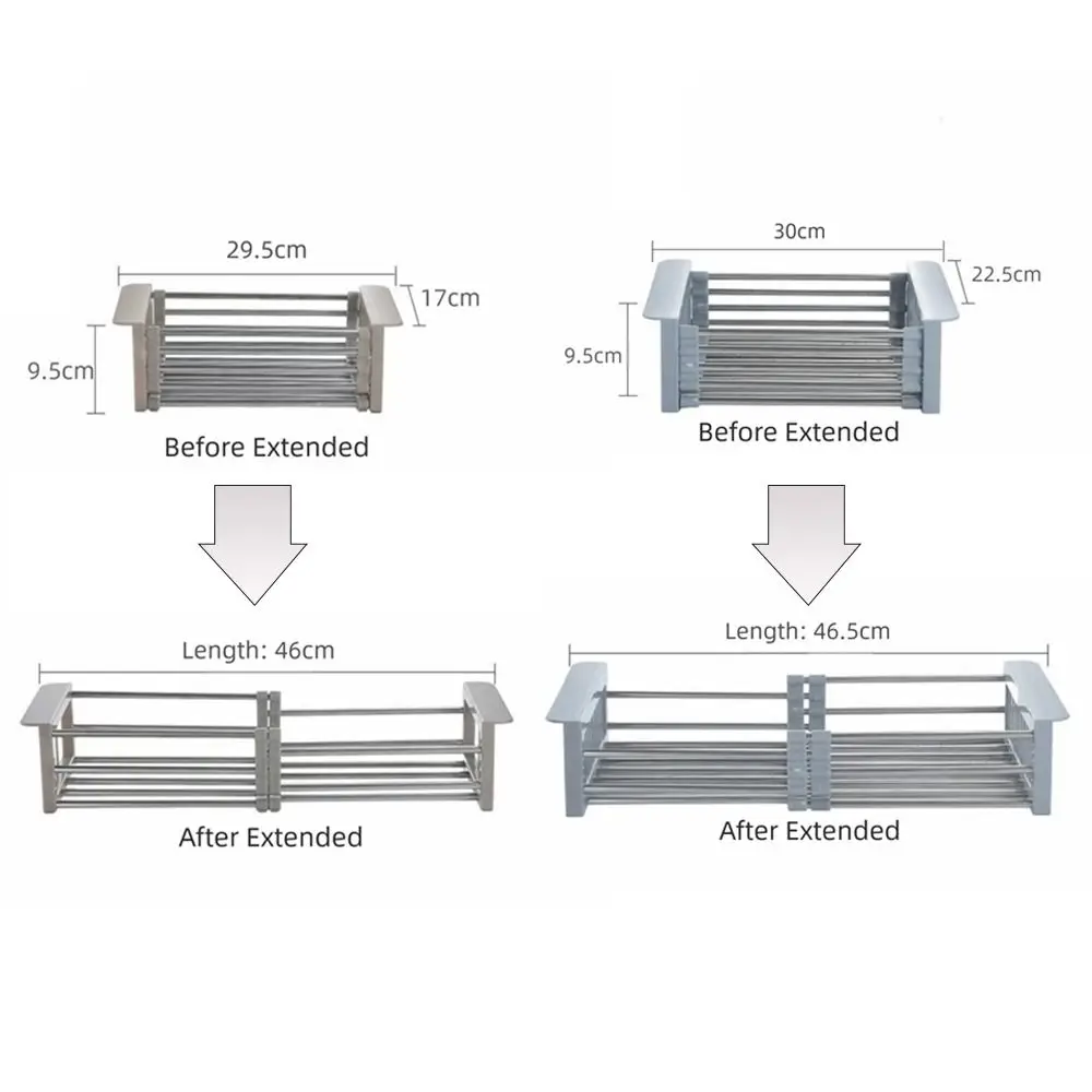 Scarico per lavello a scomparsa, organizer per lavello, per asciugare i piatti, cestello di scarico per piatti, in acciaio inossidabile, per lavare i piatti, pieghevole