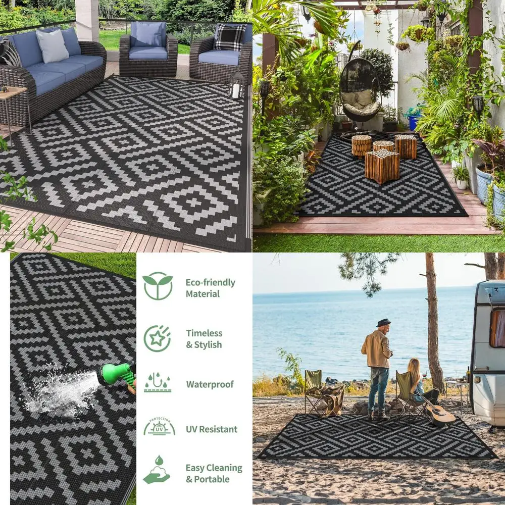 

GENIMO Outdoor Rug for Patio, Waterproof 6x9 Mat, Reversible Plastic Camping Rug, Suitable for RV, Porch, Deck, Camper, Balcony,
