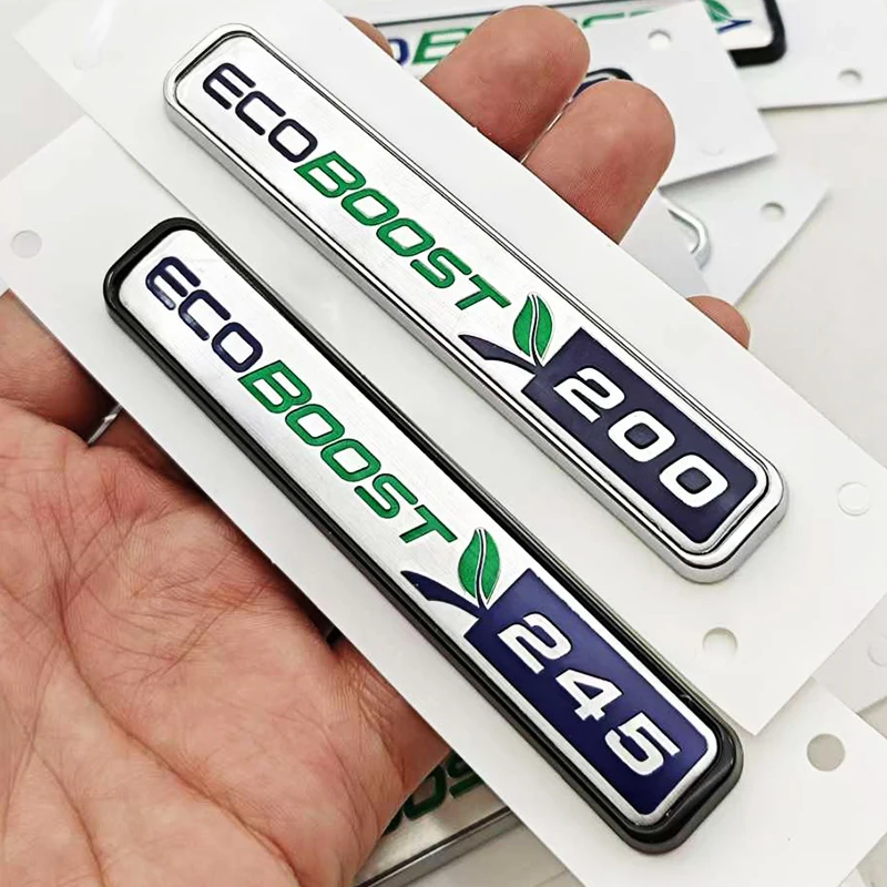 3D ABS Ecoboost 200 245 4WD Rear Trunk Fender Side Badge Decorative Emblem For Ford Focus Fiesta Mondeo Puma Kuga Mustang F-150