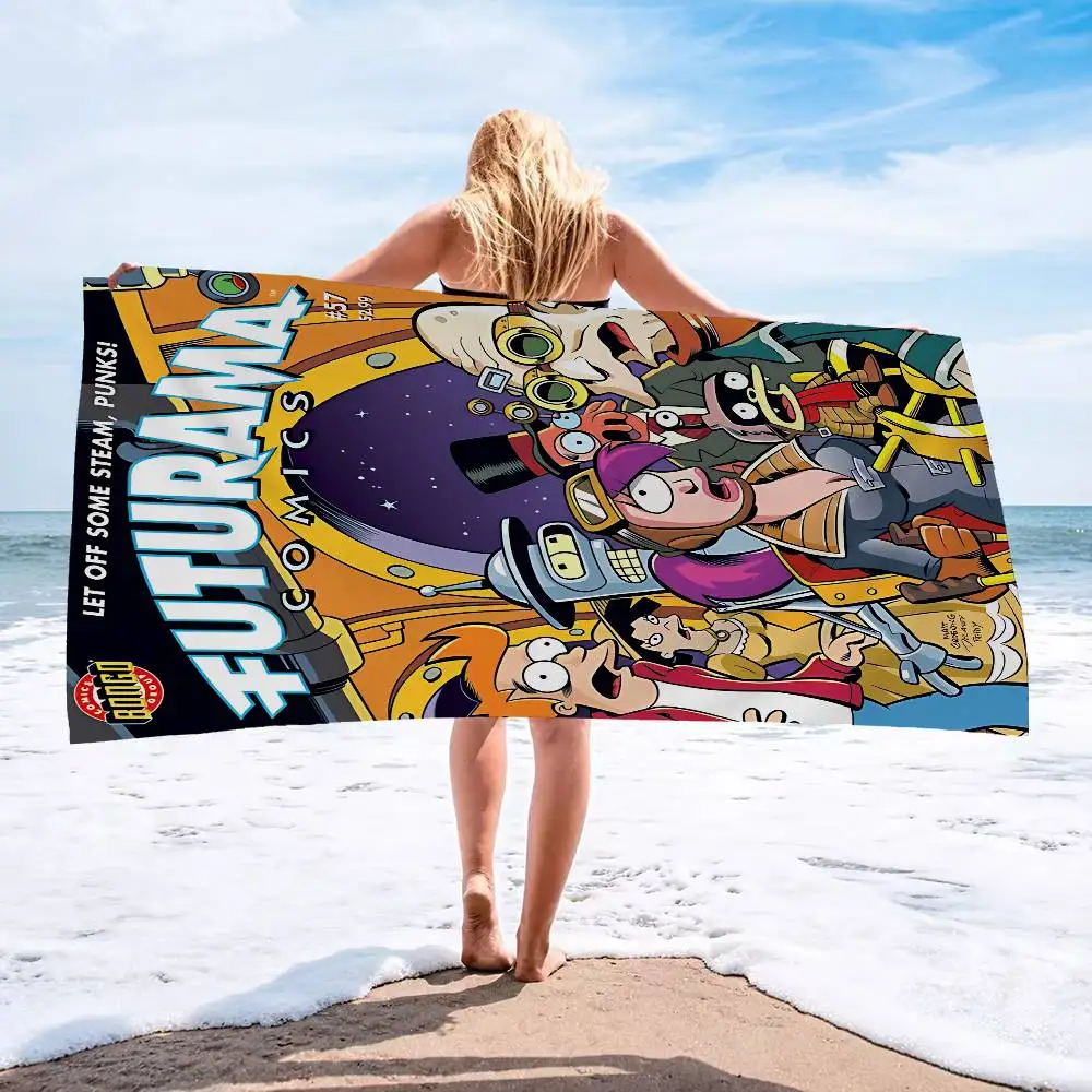 الكرتون F-Futuramaes كبير ستوكات مناشف الشاطئ منشفة سريعة الجافة الرمال مناشف الشاطئ بركة منشفة للسفر حمام سباحة اليوغا #6