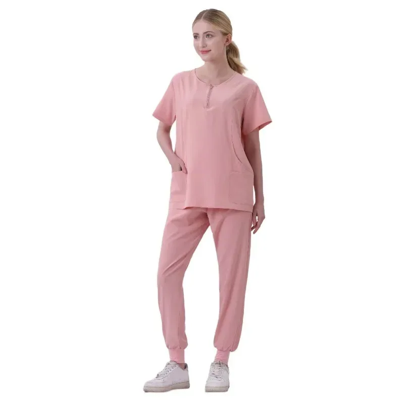 Multicolor Scrubs Short Sleeve Tops+Pants Nursing Uniform Women Pet Shop Doctor Medical Surgery Workwear Scrub Set