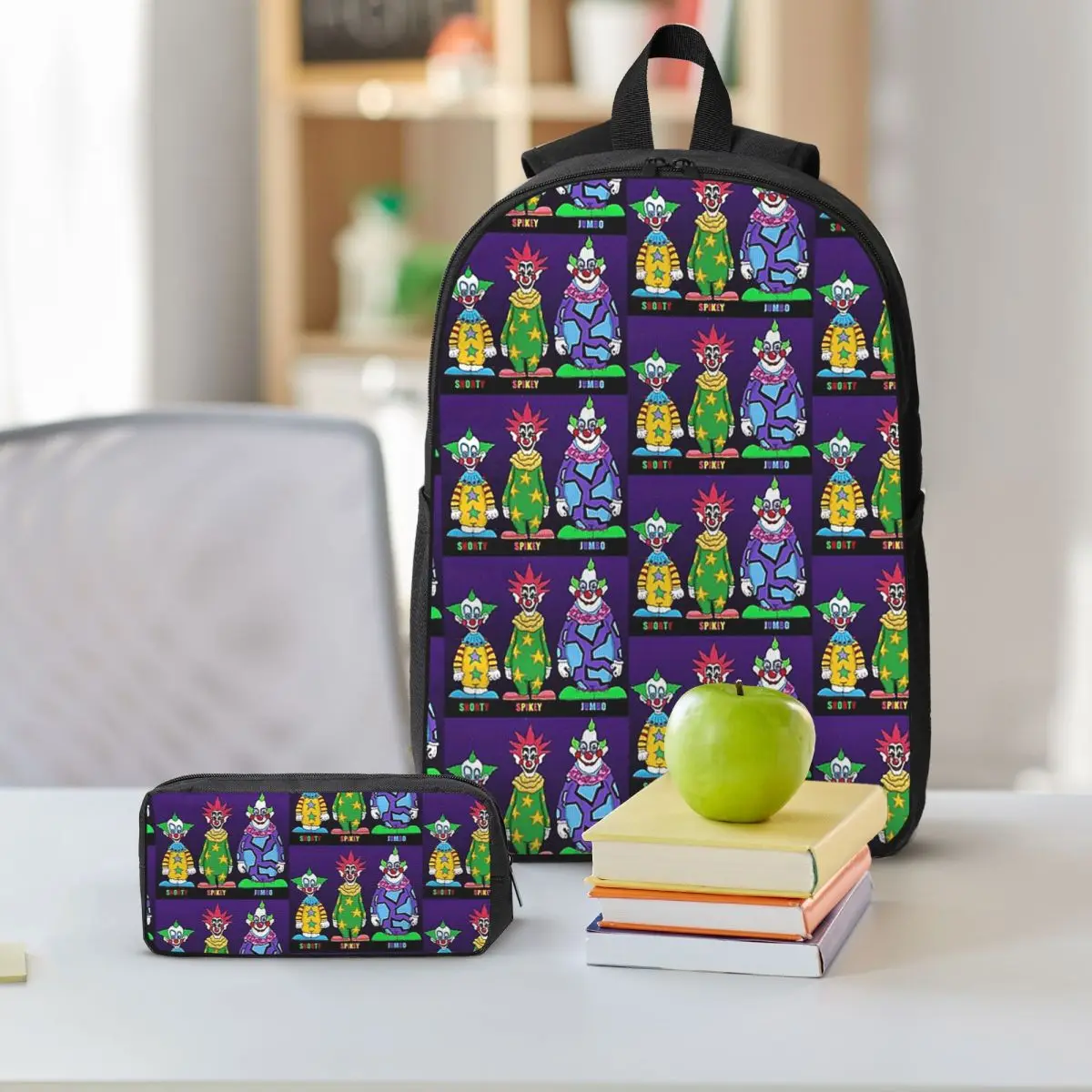 Killer Klowns From Outer Space Backpack Student BookBag School Bag Shoulder Bags 3ps Insulated Lunch Bag Pencil Case