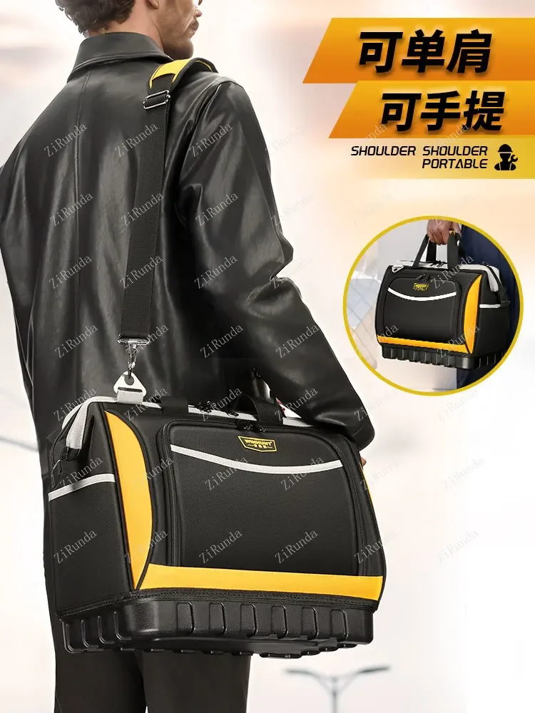 กระเป๋าเครื่องมือ กระเป๋าเก็บของอเนกประสงค์แบบพกพาที่แข็งแรงและทนทานสำหรับช่างไฟฟ้า กระเป๋าเครื่องมือผ้าใบซ่อม